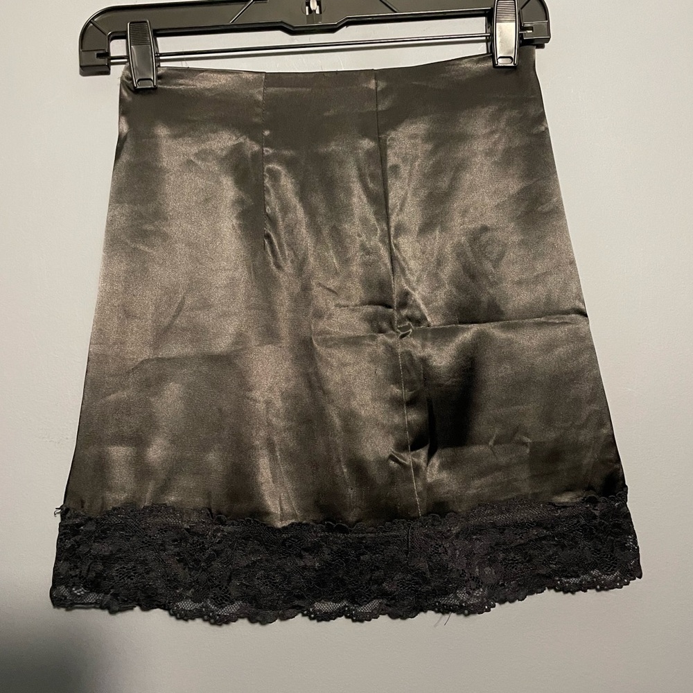 Black mini silk skirt
